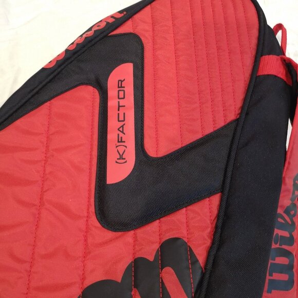 Wilson K Factor Tennis Racket Bag Red and Black Thermal Triple Entry LIKE NEW - Picture 5 of 6